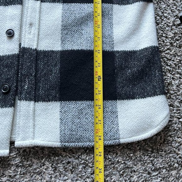 Allsaints Black White Checkered Flannel Overcoat Mens Medium Grunge Business - Picture 7 of 7